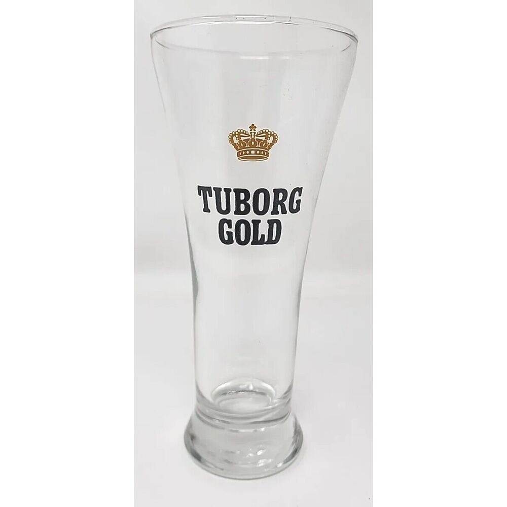 Vintage 1970's Tuborg Gold Beer 10 oz. Pilsner Barware Glass Logo Danish U200‎